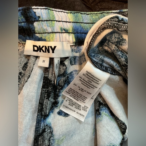 DKNY tie dye wide leg linen cropped ankle pant Women’s size 3X - Picture 10 of 10